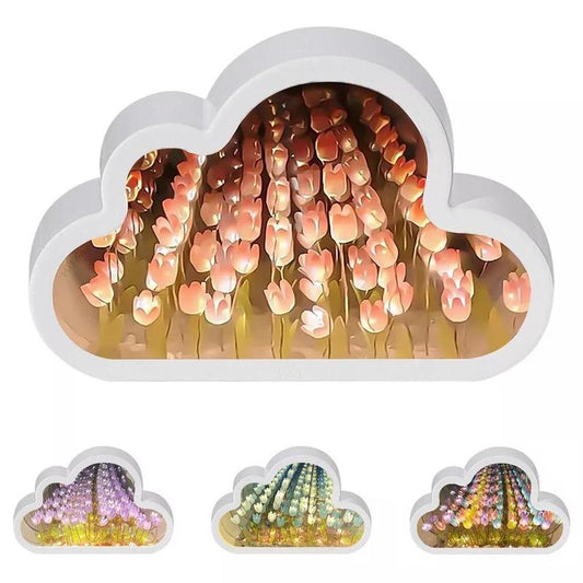 Enchanting Cloud Tulip Night Light - DIY Decorative Battery-Operated Lamp for Home, Bedroom & Living Room