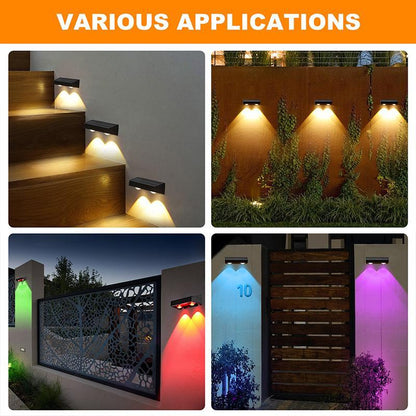 Solar Powered Fence Light, Outdoor IP65 Waterproof LED Ambient Lighting, RGB Garden Decorative Light with Accessories for outside Wall, Deck, Patio, Yard, Outdoor Lamp, Outdoor Lighting