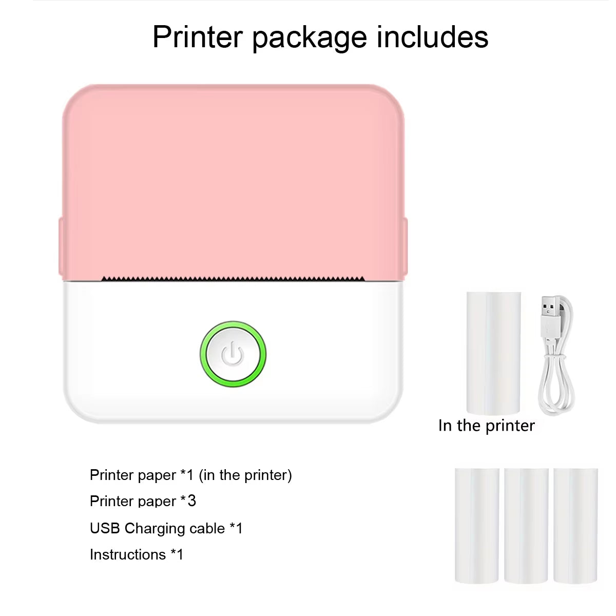 Inkless Mini Pocket Printer - Portable Thermal Sticker Maker for Photos & Notes