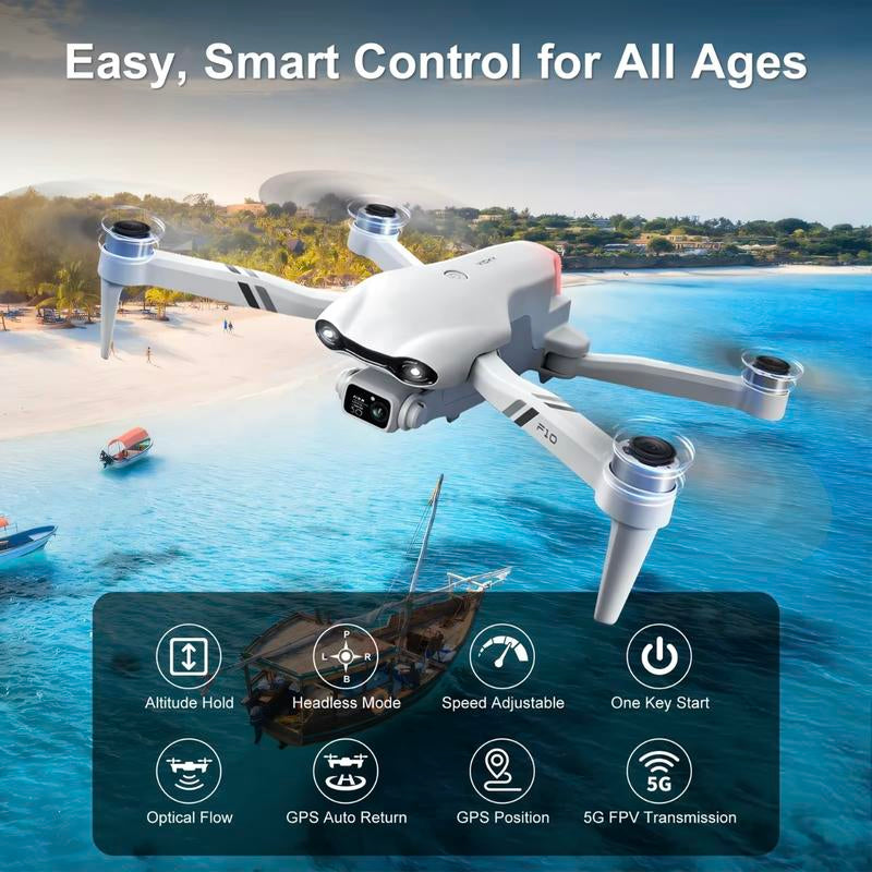 F10 Drone with UHD Camera and Optical Flow for Stunning Aerial Photography and 360-Degree Rolls, Two Batteries for Beginners and Children