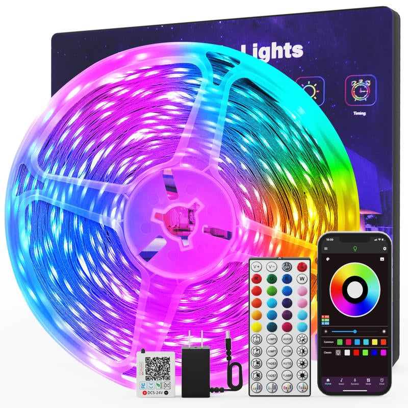 Smart LED Rope Lights - 100FT & 50FT RGB Color Changing Strip with App & Remote Control, Music Sync for Bedroom Ambiance