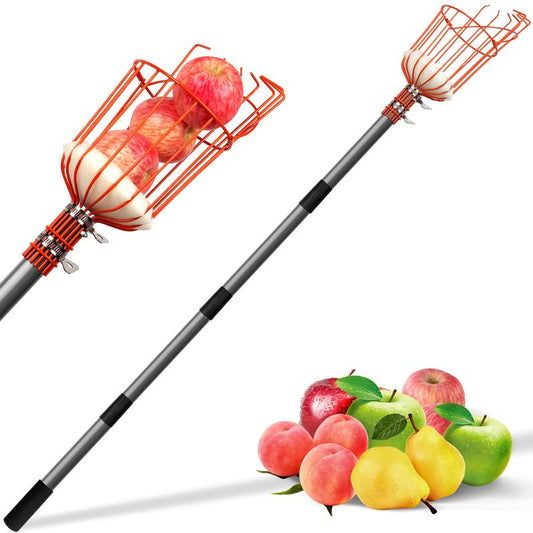 Walensee Fruit Picker, Adjustable Fruits Picker Tool with Lightweight Stainless Steel Pole and Big Basket, Fruit Catcher Equipment Tree Picker for Apples Mango Pear Orange Avocados Fruit Picking