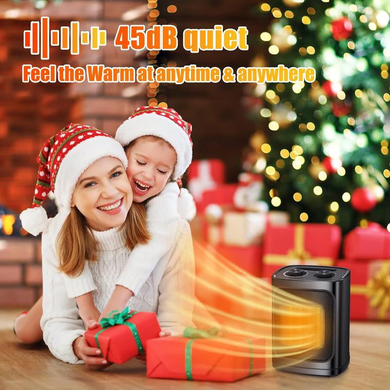 Portable Electric Space Heater with Ceramic Fan, 3 Operating Modes, Adjustable Thermostat, and Safety Features. ETL Certified for Indoor Use.