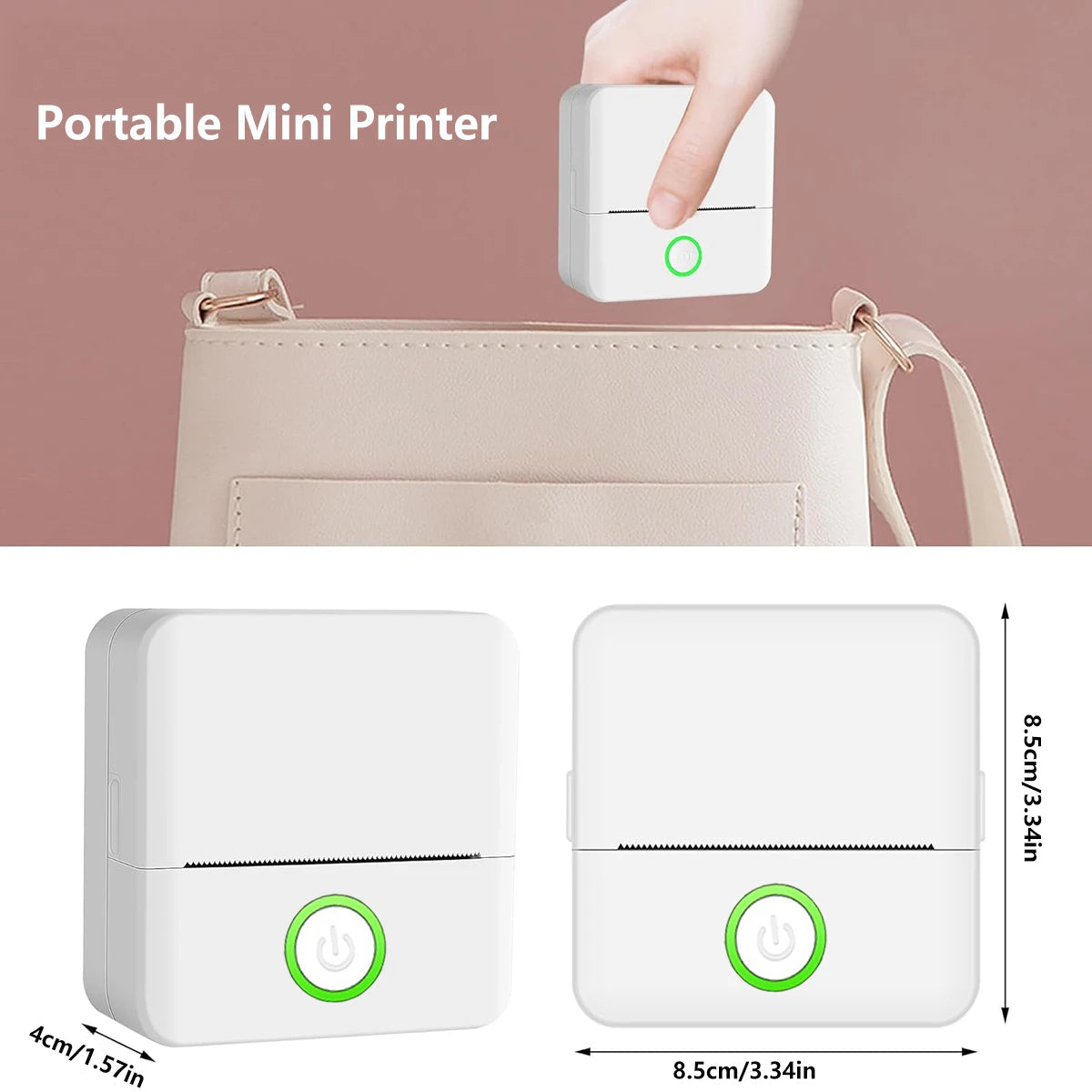 Inkless Mini Pocket Printer - Portable Thermal Sticker Maker for Photos & Notes