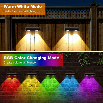 Solar Powered Fence Light, Outdoor IP65 Waterproof LED Ambient Lighting, RGB Garden Decorative Light with Accessories for outside Wall, Deck, Patio, Yard, Outdoor Lamp, Outdoor Lighting