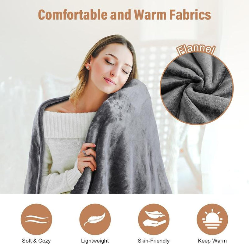 Wearable Electric Heating Blanket Shawl with 5000mAh Rechargeable Battery, 3-Temperature Settings, and USB Power - Portable Flannel Throw for Home, Office, Camping, and Travel, Ideal Fall/Winter Gift