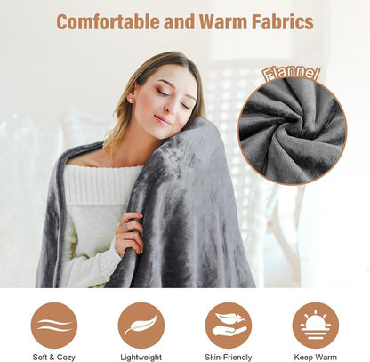 Wearable Electric Heating Blanket Shawl with 5000mAh Rechargeable Battery, 3-Temperature Settings, and USB Power - Portable Flannel Throw for Home, Office, Camping, and Travel, Ideal Fall/Winter Gift