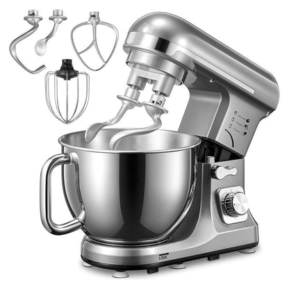 Stand Mixer Fohere, with Double Dough Hook, Wire Whip & Beater, 6+ P Speed Tilt-Head Food Mixer, Pouring Shield for Home Cooking, Dishwasher Safe Stainless Steel Bowl with Handle