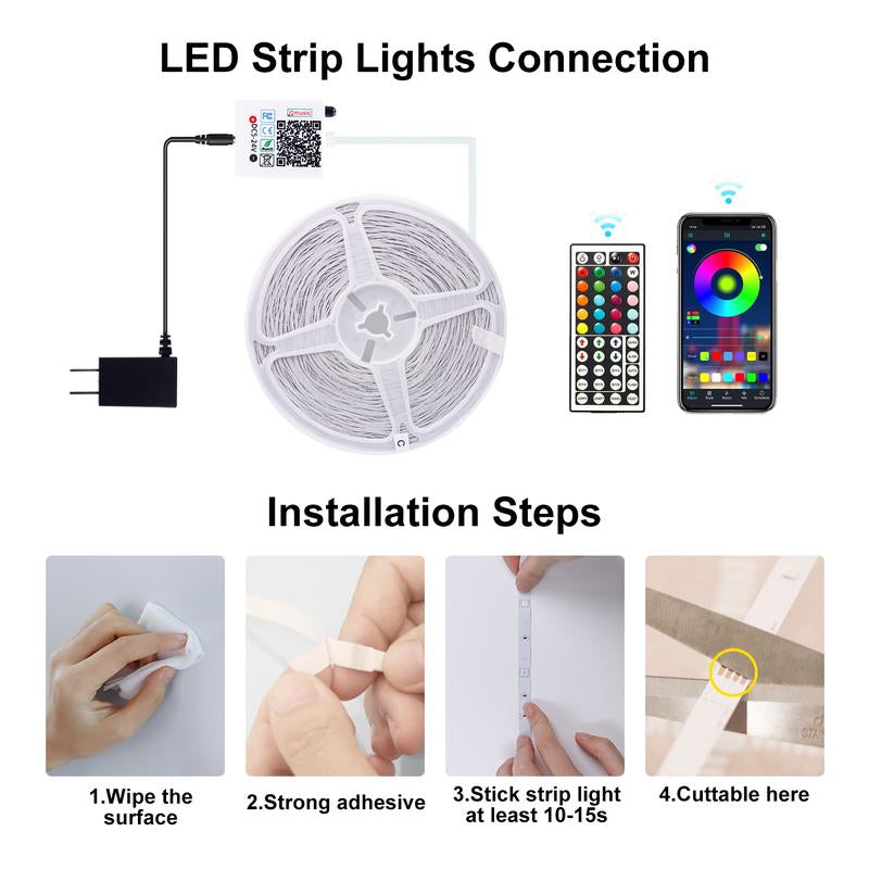 Smart LED Rope Lights - 100FT & 50FT RGB Color Changing Strip with App & Remote Control, Music Sync for Bedroom Ambiance