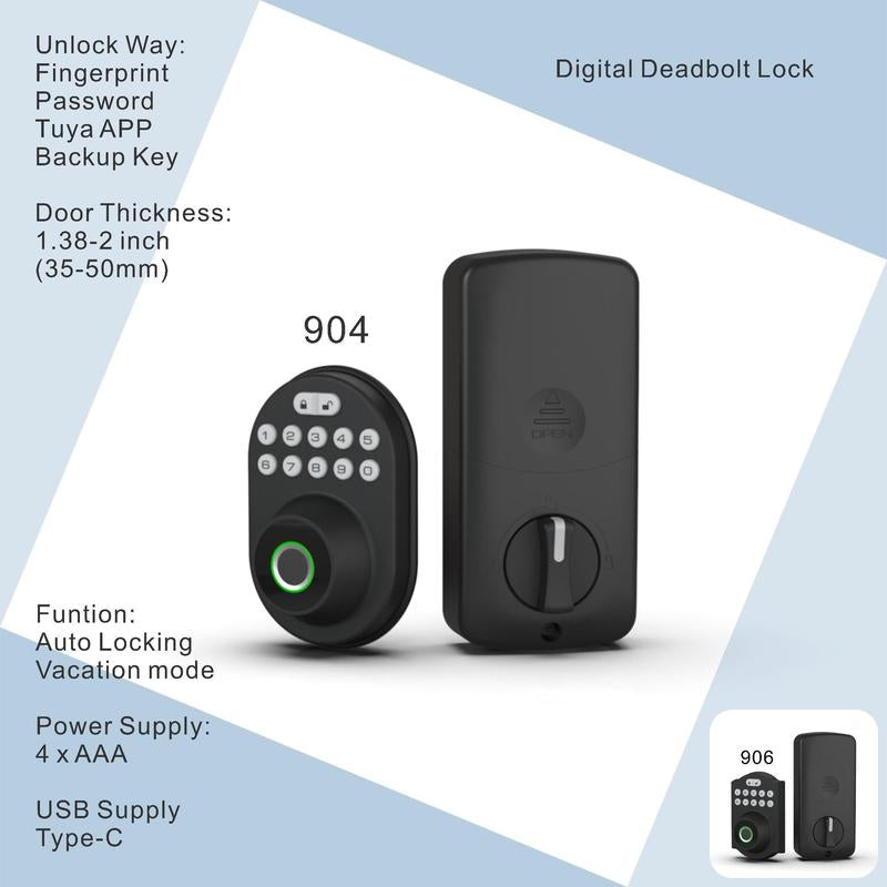 Smart Lock, Combination Lock, 1 Set 4 in 1 Function Keyless Entry Lock, Fingerprint / PIN Code / Mechanical Key / APP, Suitable for Apartment Home Office, Easy to Install, Household Supplies