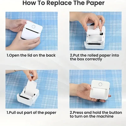 Inkless Mini Pocket Printer - Portable Thermal Sticker Maker for Photos & Notes