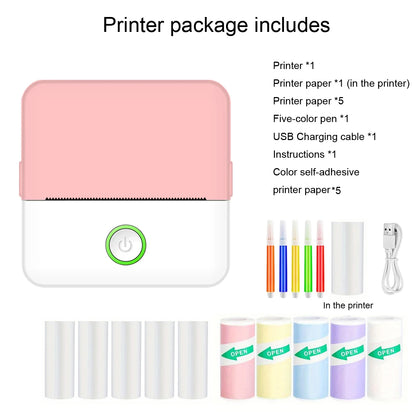 Inkless Mini Pocket Printer - Portable Thermal Sticker Maker for Photos & Notes