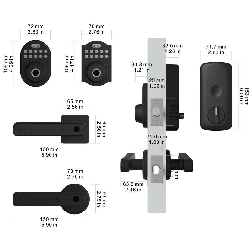 Smart Lock, Combination Lock, 1 Set 4 in 1 Function Keyless Entry Lock, Fingerprint / PIN Code / Mechanical Key / APP, Suitable for Apartment Home Office, Easy to Install, Household Supplies