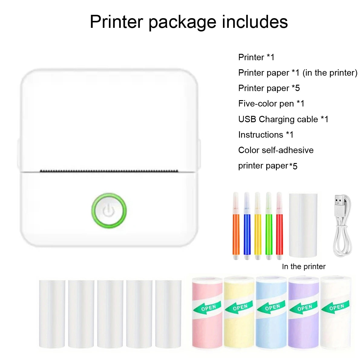 Inkless Mini Pocket Printer - Portable Thermal Sticker Maker for Photos & Notes