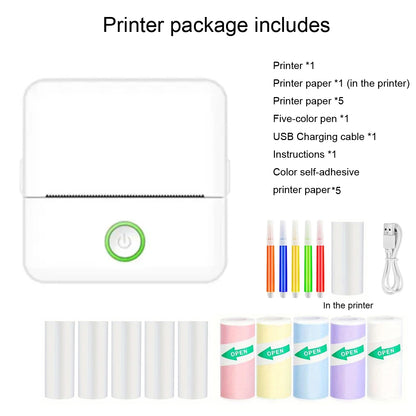 Inkless Mini Pocket Printer - Portable Thermal Sticker Maker for Photos & Notes