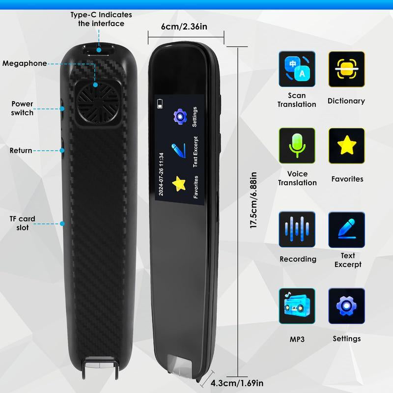 【Christmas Gift】Electronics Translation Pen (1 Box), School Supplies, Electronics Portable Smart Pen, Scan Translator, Digital Translation Pen Electronics, Support 2-Way Translation (Requires Wifi Connection), Electronics Education Devices