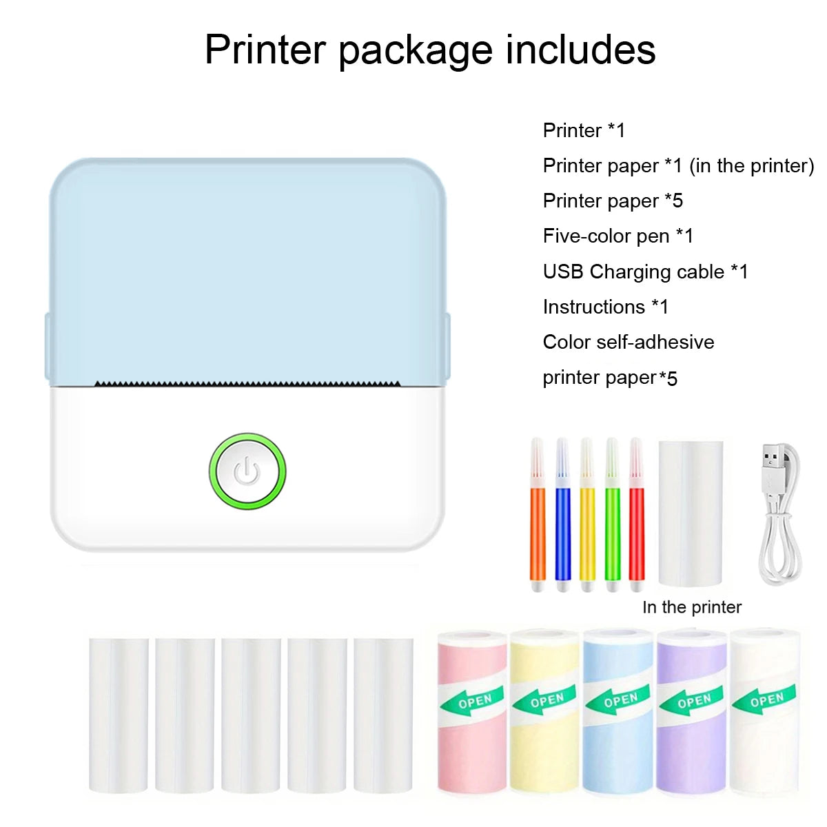 Inkless Mini Pocket Printer - Portable Thermal Sticker Maker for Photos & Notes