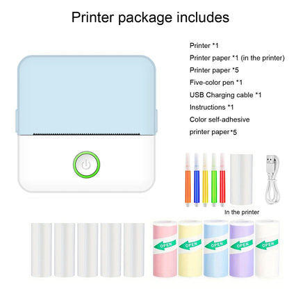 Inkless Mini Pocket Printer - Portable Thermal Sticker Maker for Photos & Notes