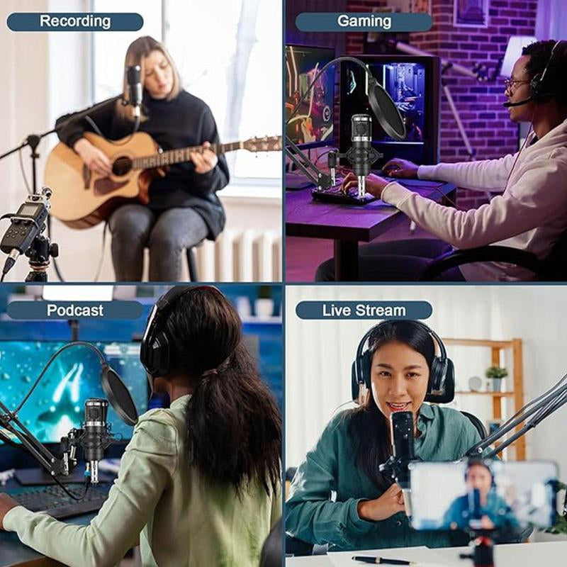 Ultimate Podcast Equipment Bundle: BM-800 Condenser Microphone, Sound Card & Live Sound Control for Recording, Gaming, and Singing