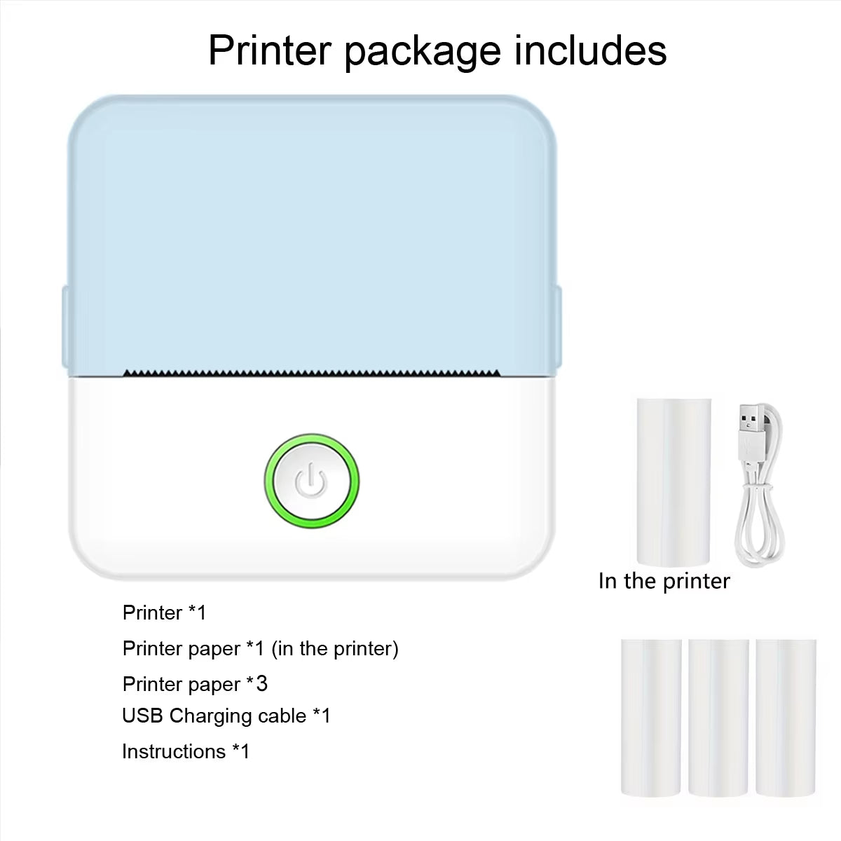 Inkless Mini Pocket Printer - Portable Thermal Sticker Maker for Photos & Notes