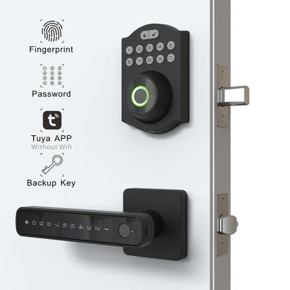 Smart Lock, Combination Lock, 1 Set 4 in 1 Function Keyless Entry Lock, Fingerprint / PIN Code / Mechanical Key / APP, Suitable for Apartment Home Office, Easy to Install, Household Supplies