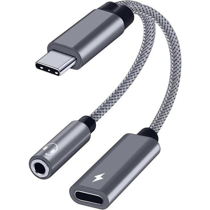 USB-C to AUX Adapter for Galaxy S24 Series and Pixel Devices, Featuring PD 60W Fast Charging and Stereo Earphone Compatibility