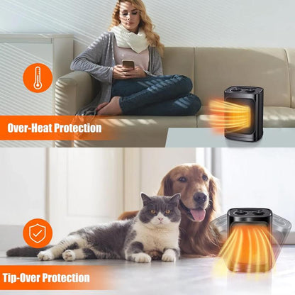 Portable Electric Space Heater with Ceramic Fan, 3 Operating Modes, Adjustable Thermostat, and Safety Features. ETL Certified for Indoor Use.