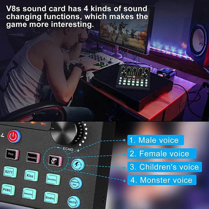 Ultimate Podcast Equipment Bundle: BM-800 Condenser Microphone, Sound Card & Live Sound Control for Recording, Gaming, and Singing