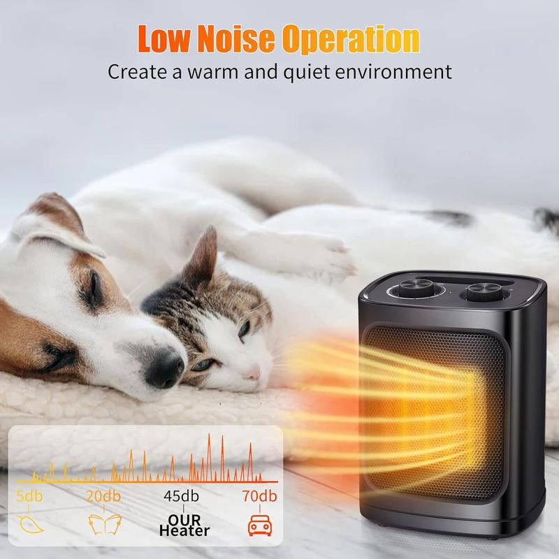 Portable Electric Space Heater with Ceramic Fan, 3 Operating Modes, Adjustable Thermostat, and Safety Features. ETL Certified for Indoor Use.